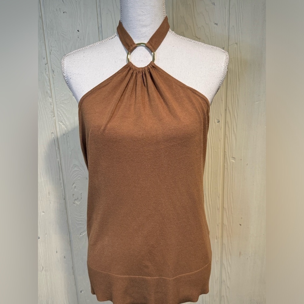 New York and Company Halter Brown Top, Size L